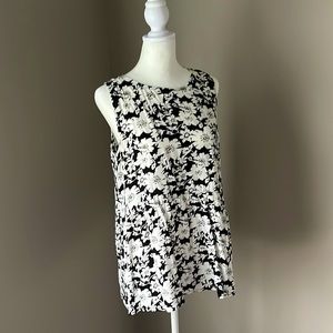 LOFT Black & White Peplum Blouse Size M